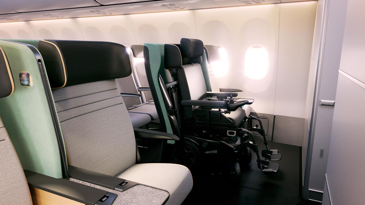 a row of chairs in an airplane