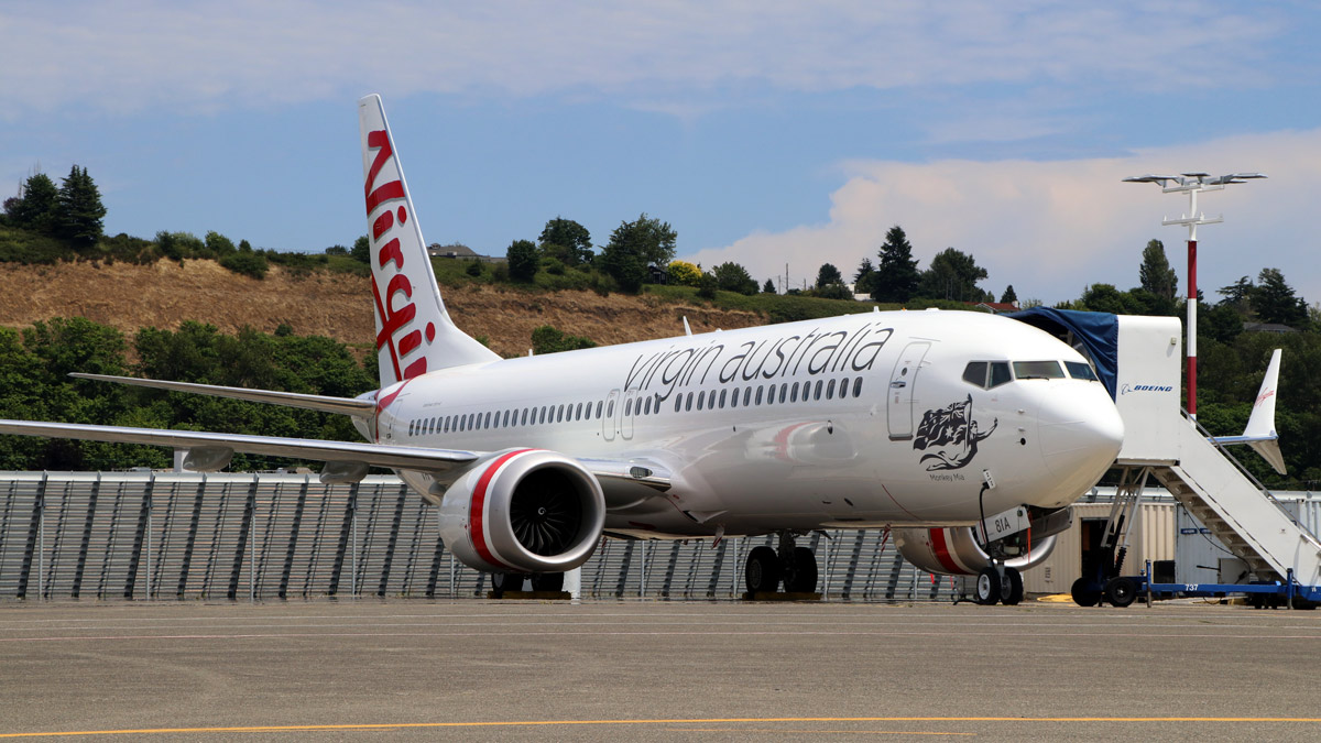 Virgin Australia 737-8 MAX in Seattle ready for delivery to Australia
