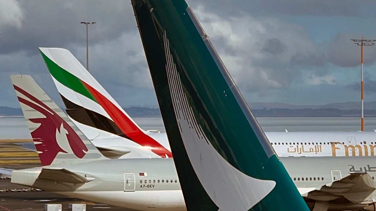 a close-up of the tail fin of an airplane