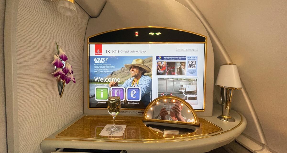 FLIGHT REVIEW: Emirates A380 First CLASS with showers, Christchurch to Sydney — Part 1