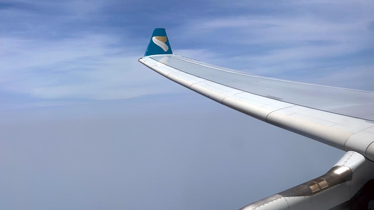 the wing of an airplane