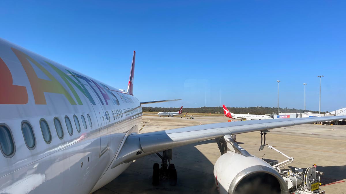 a plane on the runway