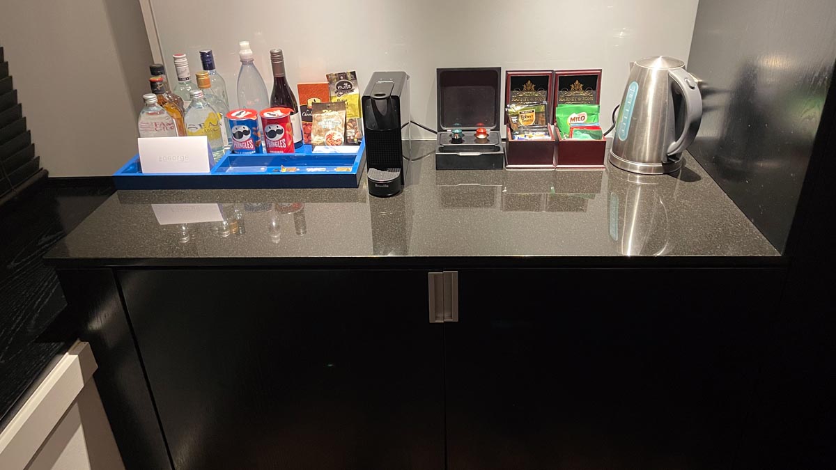 a counter with a variety of objects on it