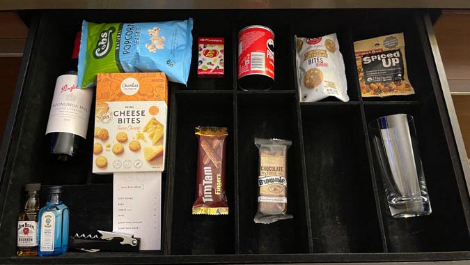 a drawer with food and snacks