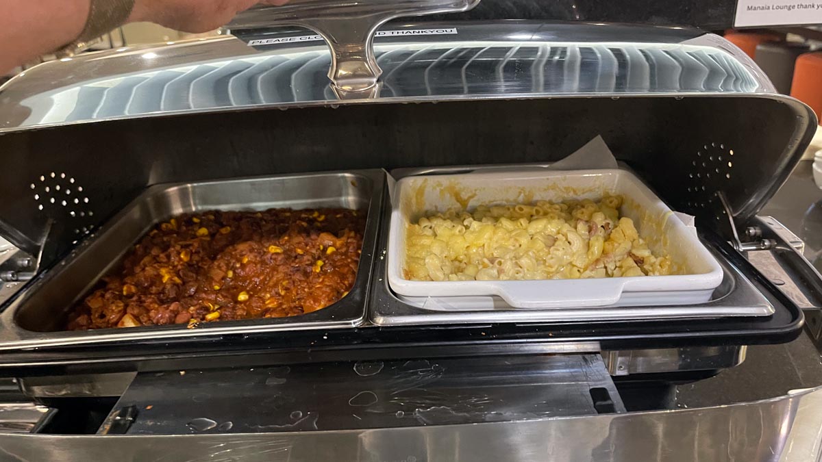 a trays of food in a buffet