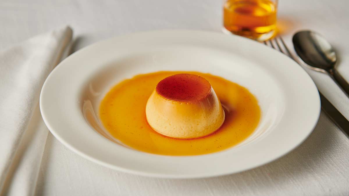 a flan on a plate