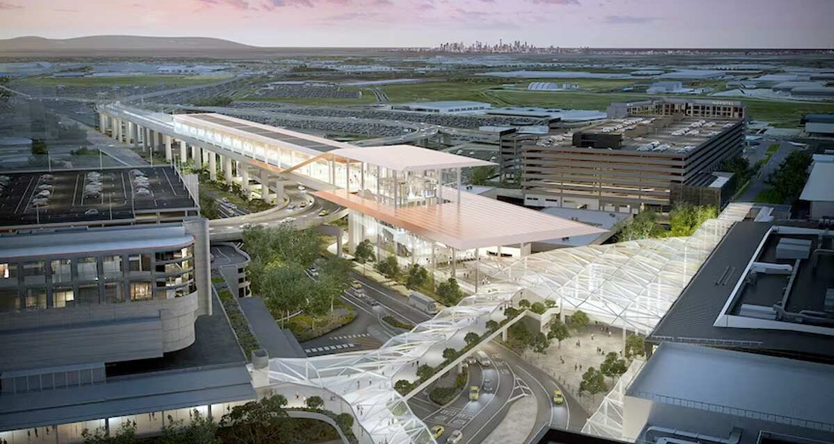 MELBOURNE AIRPORT: Train link station above ground 2030