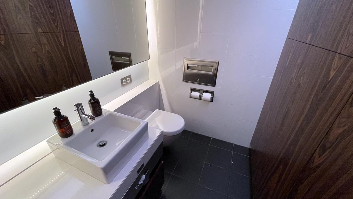 a bathroom with a sink and toilet