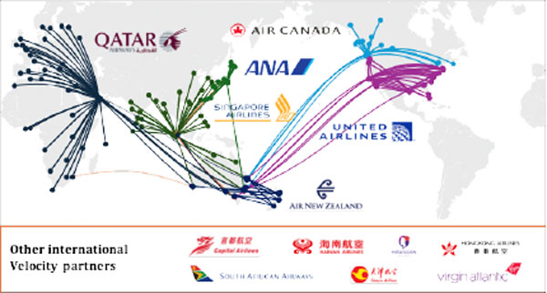 a map of different airlines