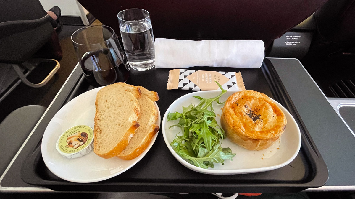 a tray with food on it